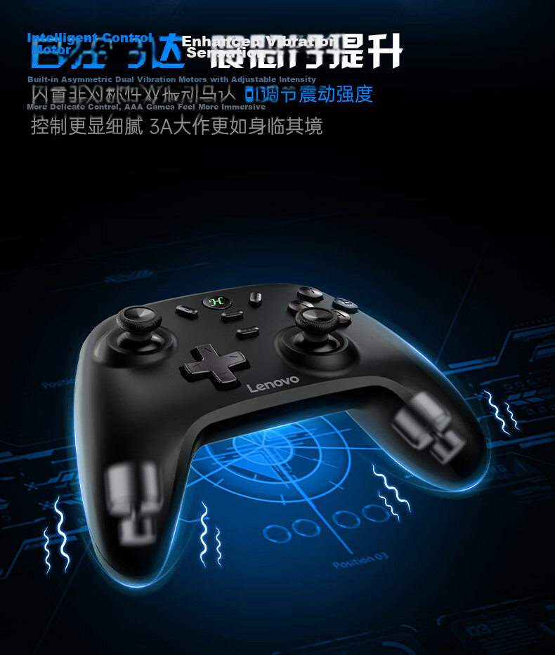 Lenovo S07 Wireless Bluetooth Game Controller Switch 2-in-1 Xbox Wired PC Mobile NS Steam Controller Dual Shadow Wonderland Mingmo Abyss Virtual Feather Single White 9