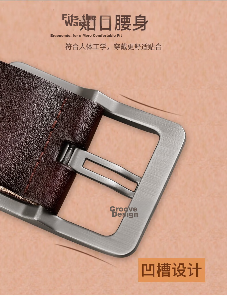 JEEP SPIRIT Men's Leather Belt, Business Casual Pin Buckle Waistband, Gift for Young And Middle-Aged Men, Husband Or Father's Day Present 6