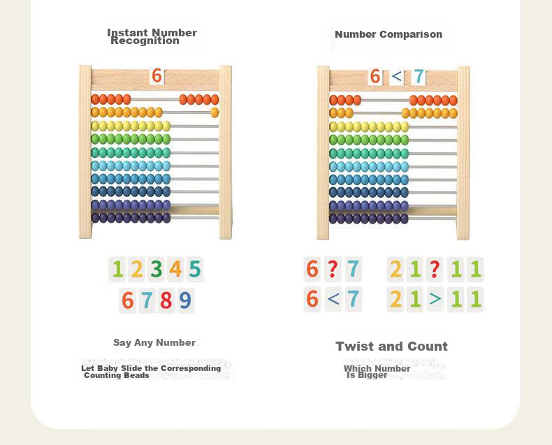 Montessori Math Counting Frame Educational Toy Arithmetic Sticks Addition and Subtraction Learning Tool for 2nd Grade 6