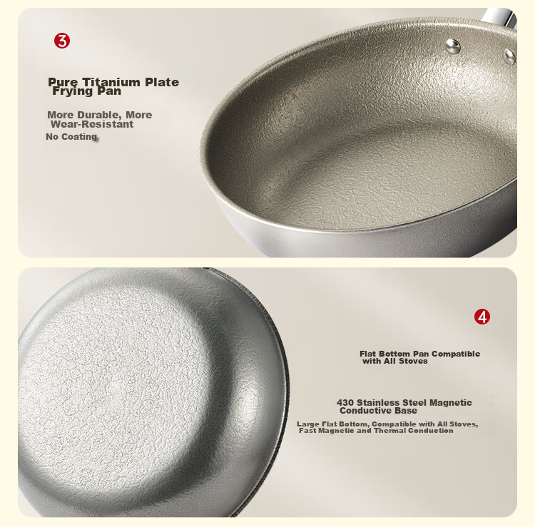 COOKER KING Pure Titanium Wok, Non-Stick Titanium Pan, 32cm, Compatible with Induction And Gas Stoves, Titanium Rui TR32CG 16