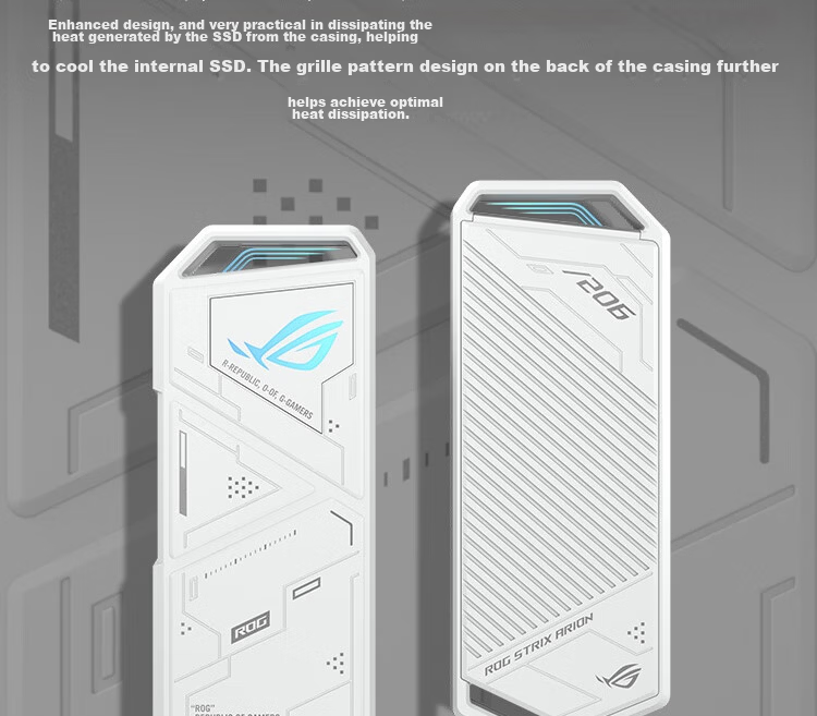 ASUS ROG STRIX ARION White Phantom Standard Edition M.2 NVMe External SSD Enclosure Full Aluminum Body/10Gbps 8