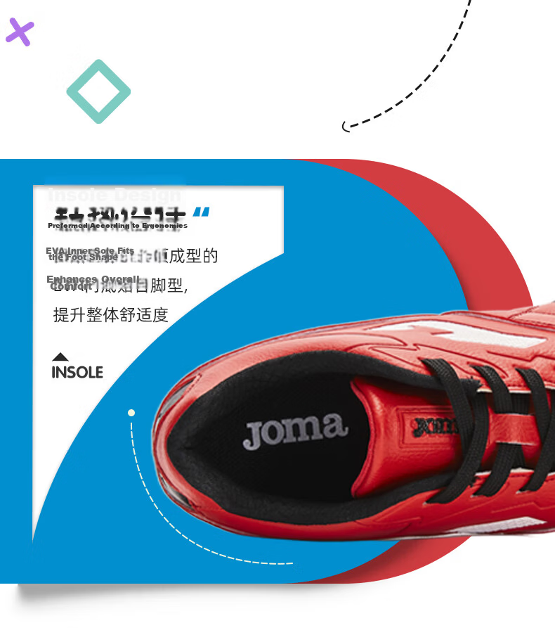 JOMA Soccer Shoes for Children, TF Turf Cleats for Boys And Girls, Youth And Elementary School Students, Non-Slip Wear-Resistant Football Training Shoes, White And Red, Size 34 5