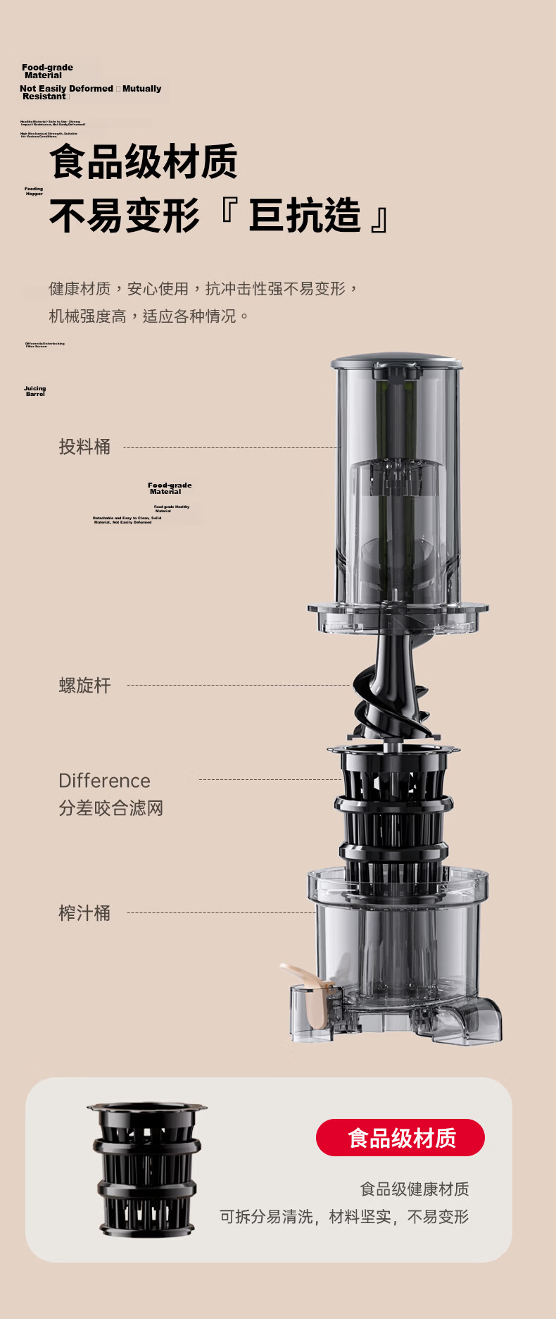 APIXINTL Japanese Anben Su Juicer, 136mm Large Diameter Fully Automatic Juicer with Pulp Separation, Home Multi-Juice Fruit And Vegetable Machine, Electric Juicing Cup 10