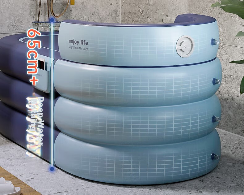 Adandyish Portable Inflatable Bathtub Wireless Core Flash Foldable Full-Body Steam Soaking Tub Pool Blue 1.4m 3-Layer 2