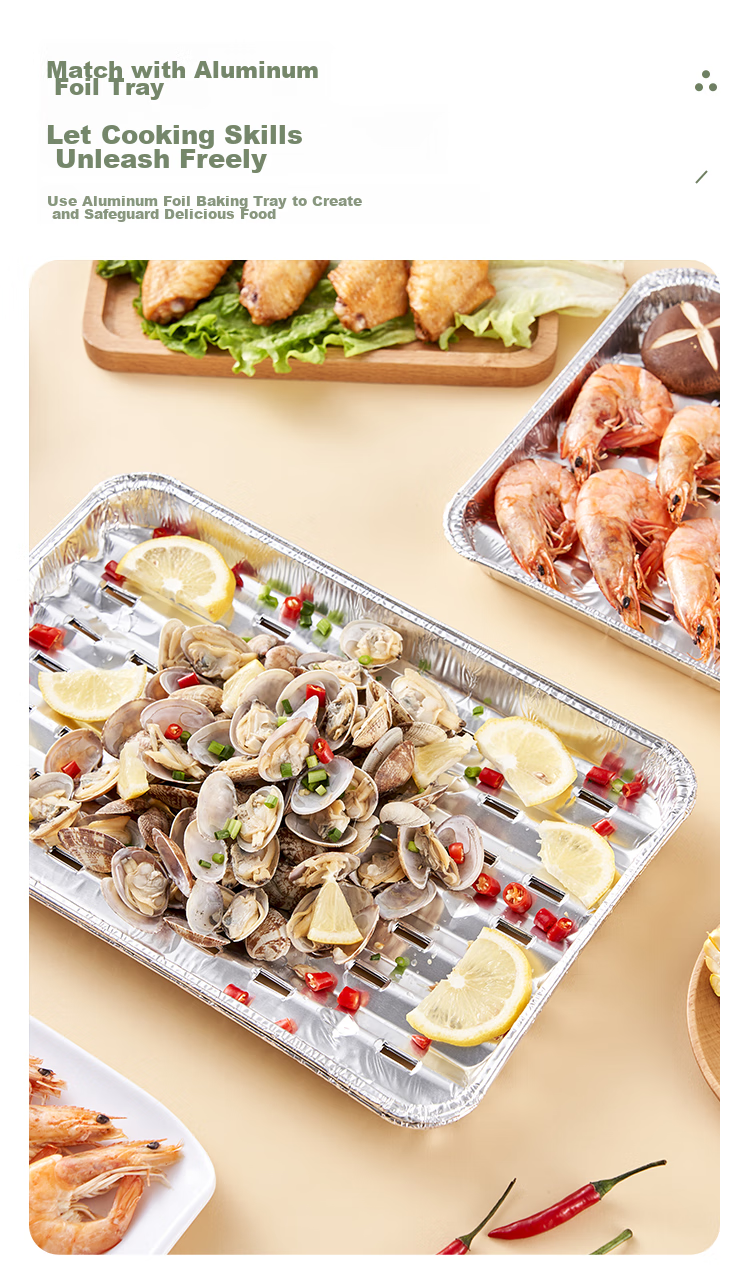 Suncojia Barbecue Griddle, Deep Stainless Steel Tray, Rectangular Plate for Home Use, Fish Grilling Pan, Dinner Plate, Steaming Tray, Two Pieces 6