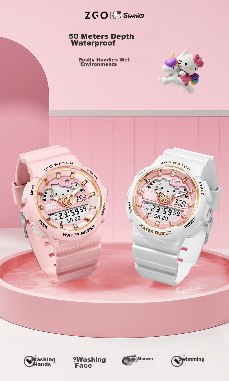 ZGO Sanrio Watch for Women Students, Waterproof Electronic Watch for Middle School Girls, Birthday Gift, 863 Pearl White 6