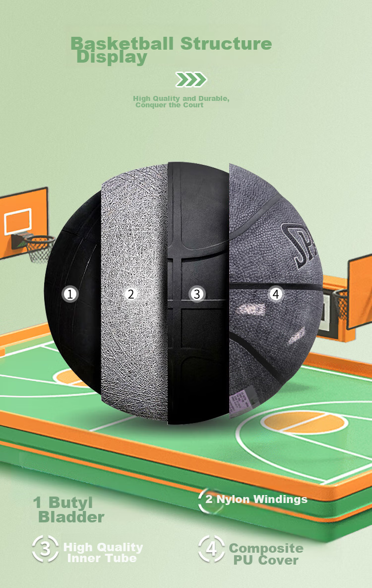 SPALDING Black Denim Moisture-Wicking Size 7 PU Basketball 77-734Y 5