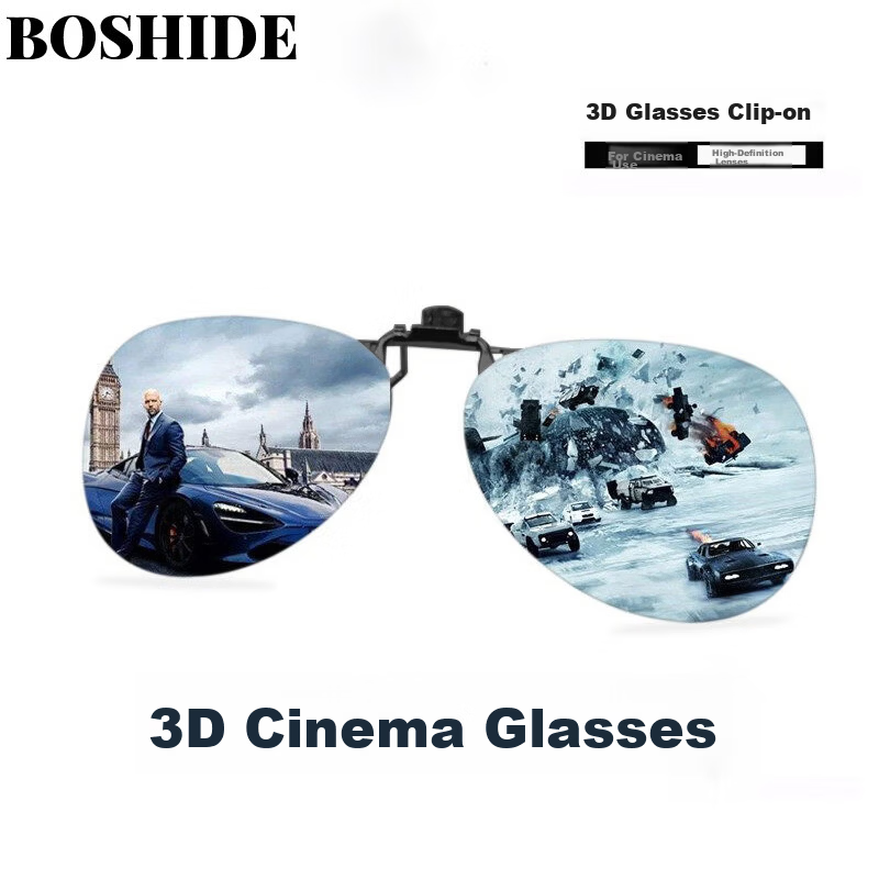 Boshide 3D Polarized Clip-On Glasses for Myopia IMAX Cinema Large Screen Read Clip-On