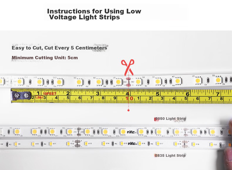 NVC LED Silicone Soft Light Strip 24V Low Voltage Waterproof Embedded 5m Pack - 12x12mm Front Emitting Warm White 4000K 17