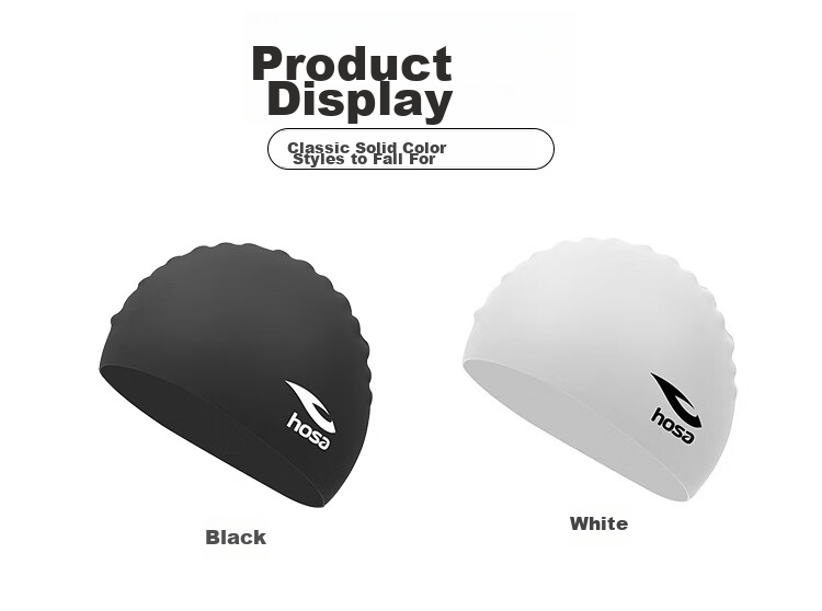 Hosa Swimming Cap, Unisex Adult Waterproof Long Hair Ear Protection Silicone Swim Cap, Highly Elastic Comfortable Non-Binding, White 10