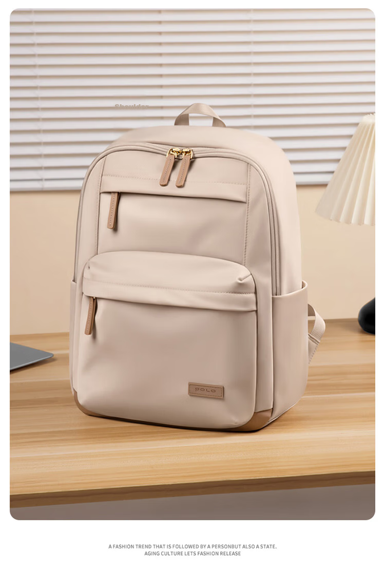 POLO Women's Backpack High-End 14-Inch Laptop Bag Large Capacity Student School Bag Travel Backpack Birthday Gift 20
