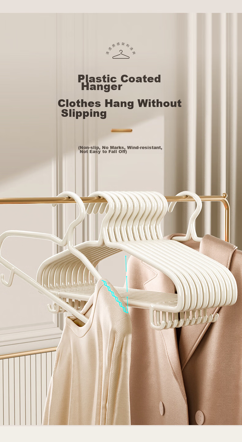 Baicaoyuan Thickened Non-Slip Clothes Hangers, Large Size, 10-Pack for Adult Home and Student Dormitory Use 11