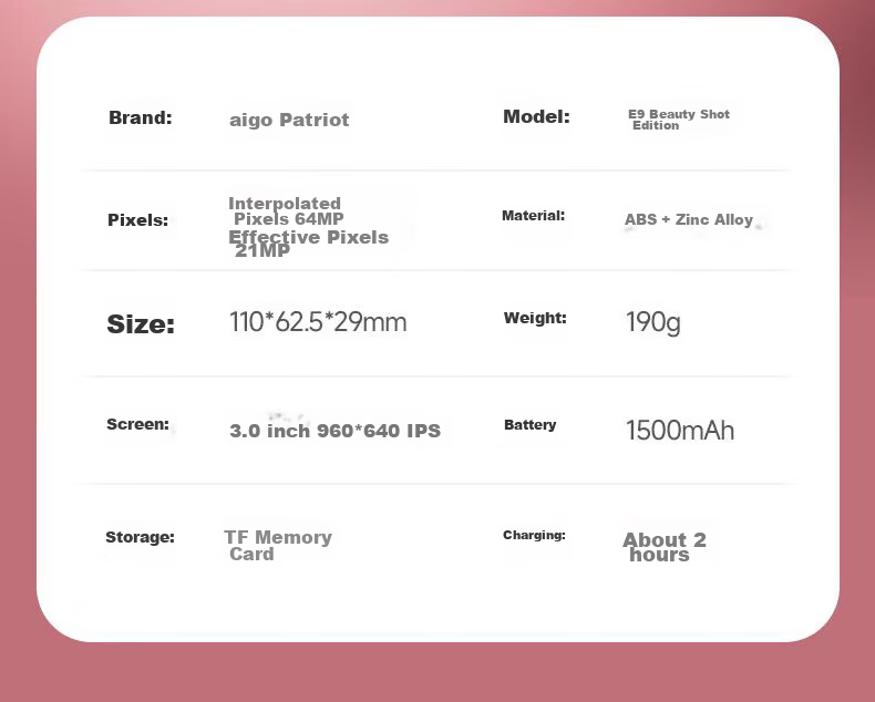 Aigo D9/E9S Flip Screen Selfie Student Digital Camera Birthday Gift for Girls Entry-Level Mirrorless Camera Campus HD Travel Alternative CCD Pink 32GB with Wide-Angle Lens 34