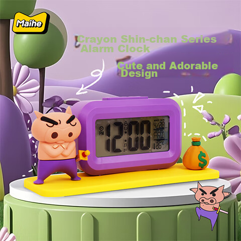 MUST HAVE Crayon Shin-chan Alarm Clock Blind Box Electronic Watch Children's Bedroom Bedside Clock Official Collaboration Cultural Anime Merchandise Goddess Festival Gift for Girls Qixi Festival