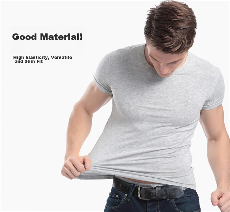 LangSha Short-Sleeve Tank Top for Men, Lightweight Solid Color Athletic Elastic Slim Fit Undershirt for Me 5