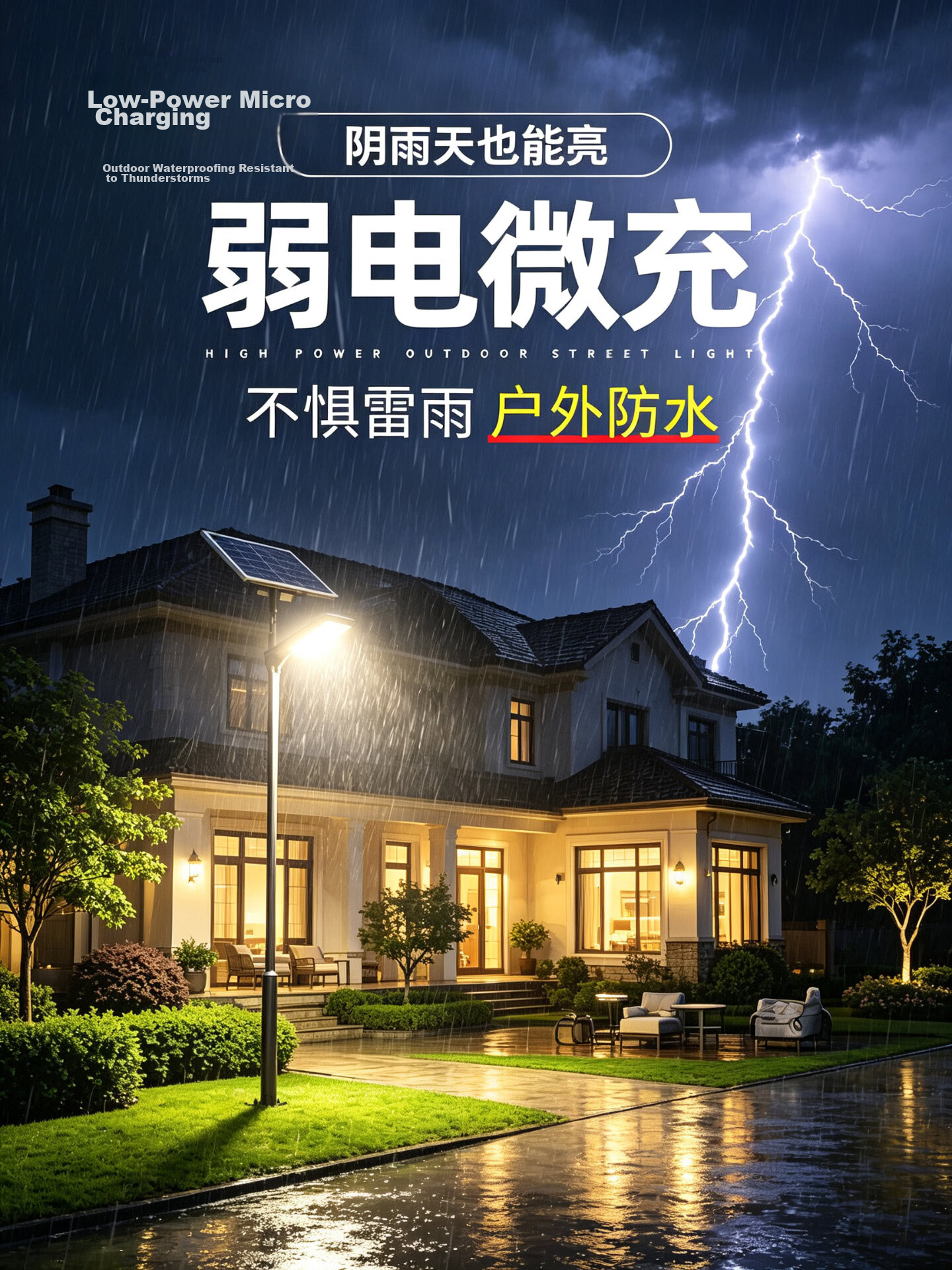 Shufujia Solar Outdoor Lighting Garden Lamp Street Light New Rural Household Waterproof High Power Street Lamp 15