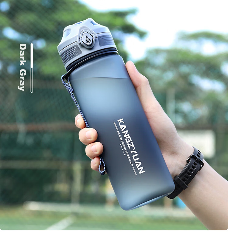 KANGZYUAN Tritan Water Bottle 1000ML Sports Cup for Men And Women, Portable Fitness Water Bottle, Direct Drinking Plastic Cup 9082 Black 17
