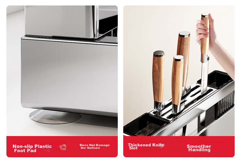 Meichu Kitchen Story 304 Stainless Steel Kitchen Storage Rack Knife Holder Knife Storage Rack Vegetable Knife Rack Knife and Spatula Storage Rack Chopsticks Holder Cutting Board Rack 25