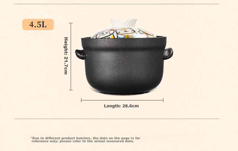 COOKER KING Clay Pot Stew Pot 4.5L Ceramic Pot for Soup, Medicinal Decoction, Porridge, Rice, Health Tonic, Large Belly Pot for Gas And Coal Gas Stoves 11