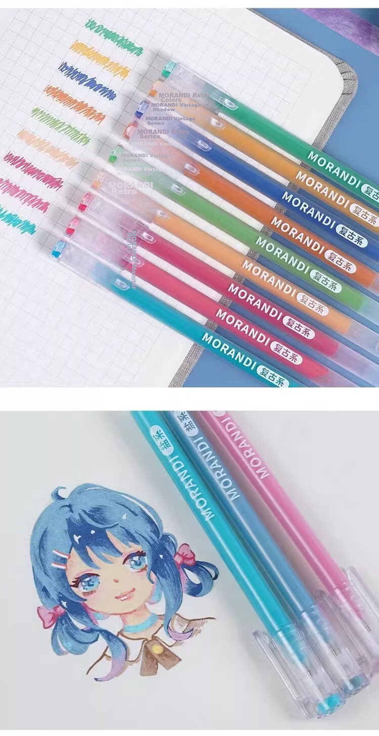 Languo Fluorescent Highlighter Journal Pen Set Colorful Glitter Gel Pens Student School Essential Neutral Pens Drawing Note-taking Large Capacity 18 Colors LG-D055 Quick Dry 11