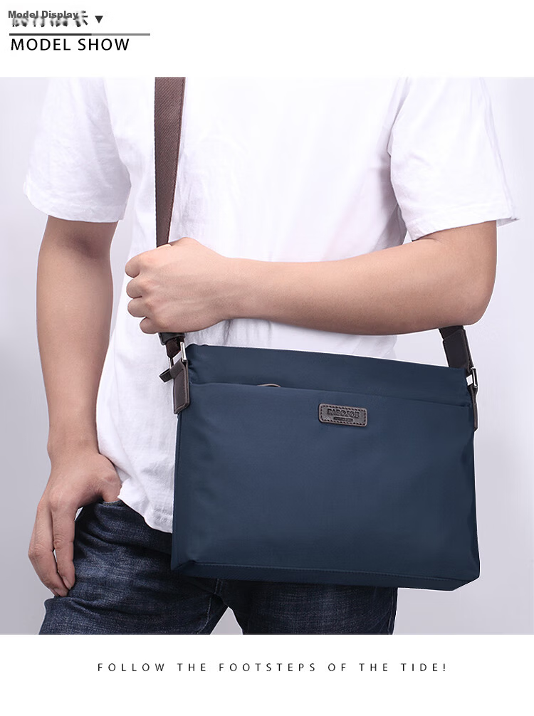 Pabojoe Men's Waterproof Canvas Shoulder Crossbody Bag with Top Layer Cowhide Leather Fashionable Versatile Messenger Bag 8