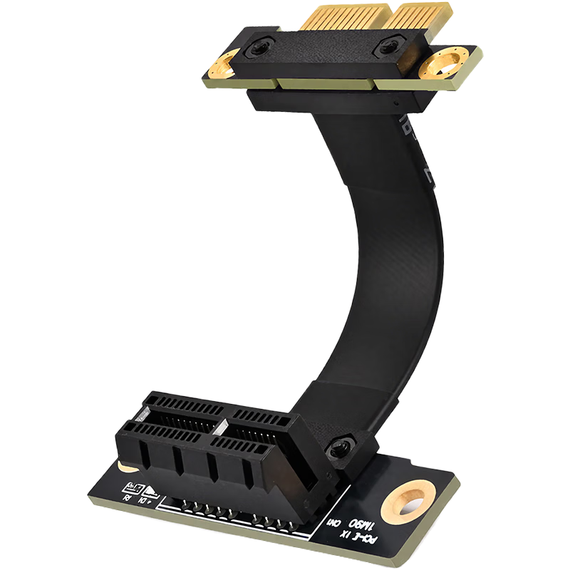 NVV PCI-E 4.0 Extension Cable PCIe X1 Network Card Expansion GEN4 Adapter DMA Connection Cable 5cm Black 90-Degree to 90-Degree