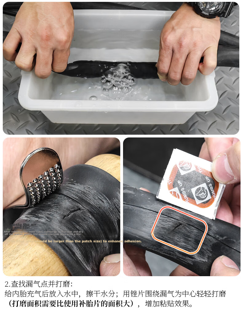 LEBYCLE Mountain Road Bike Tire Repair Tool Kit Portable Inner Tube Patch Glue Film with Tire Lever and Tire File 9