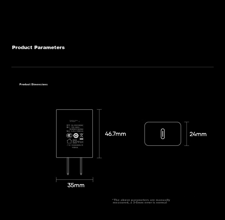 BIAZE 3C Certified 5V1A Charger Android Type-C Charger Compatible with Apple iPhone 16/14 5W Bluetooth Earphones Watch Toothbrush Speaker Low Power Adapter 17