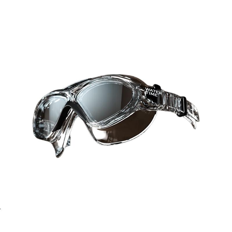 WATERTIME Anti-Fog Large Frame Swimming Goggles for Men and Women, High-End Adult Swim Goggles, HD Waterproof Diving Glasses, Professional Equipment, Ice Ink
