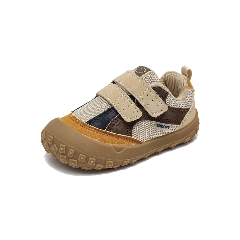 SNOOPY Kids Spring Velcro Shoes Boys Soft Sole Sports Shoes Girls Toddler Walking Shoes 0084 Khaki Size 27