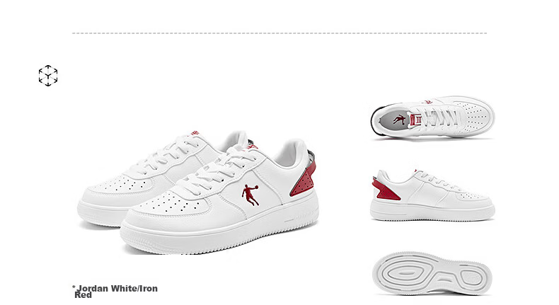 QIAODAN Men's Sneakers, Skateboard Shoes, Sports Shoes, Leather Upper, Air Force One Style, Casual Versatile Thick-Soled Height-Increasing White Shoes 23