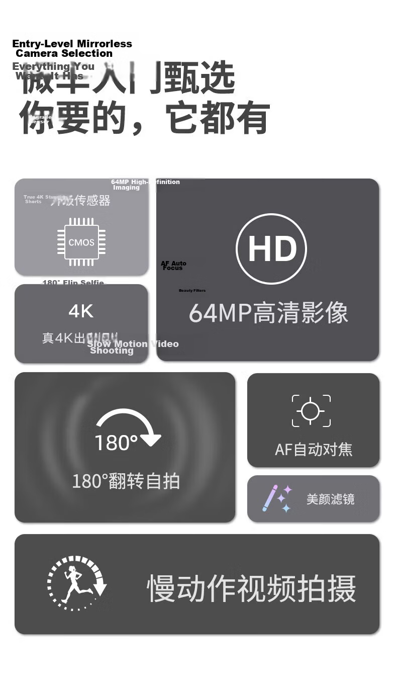 CAIZU C10 Dual-Lens Mirrorless Camera, 4K Recording Vlog Entry-Level Digital Camera, Student Phone Transfer Alternative CCD Camera, 256GB, Birthday And Holiday Gift 3