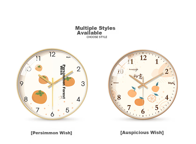 BBA Wall Clock, Auspicious And Fresh Design for Living Room, Home Use, Persimmon-Shaped, Lucky, Nordic Style, Creative Decorative Clock, Wall-Mounted, 35cm 5