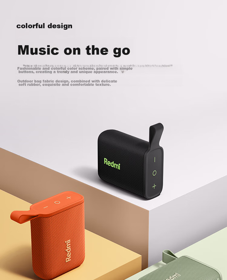MI Redmi Bluetooth Speaker, Black, MI Speaker Audio System, Long Battery Life, IP67 Dust And Water Resistant, Portable Outdoor Speaker with Subwoofer, High-Fidelity, Gift, Home Use 10