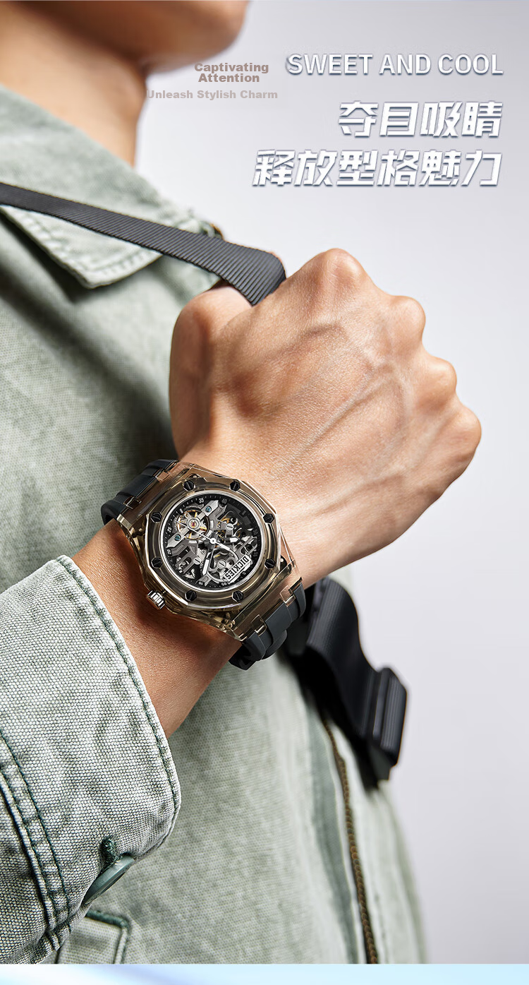 Dickies Mechanical Watch Student Watch Unisex Automatic 2026 New CL-568 Black Transparent 6
