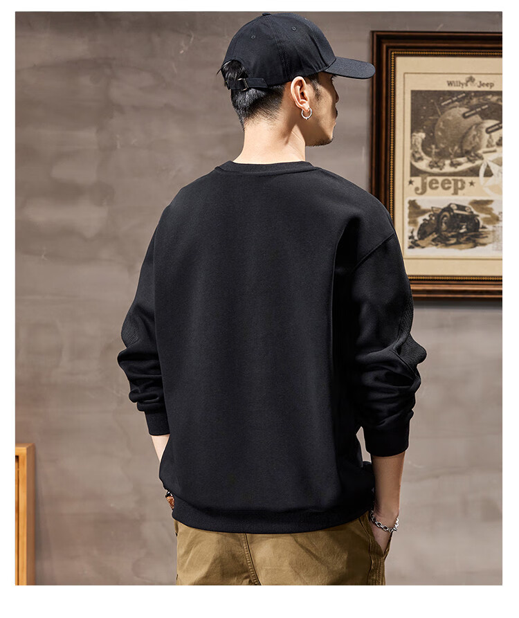 JEEP 2026 Spring And Autumn Loose Comfortable Men's Sweatshirt, Casual Sports Top, Round Neck Long-Sleeve Pullover Sweatshirt for Me 24