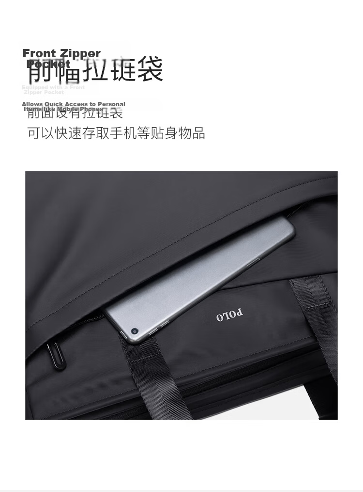 POLO Business Briefcase Expandable Men's Handbag 14/15.6 Inch Laptop Bag Shoulder Bag Gift for Boyfriend 14