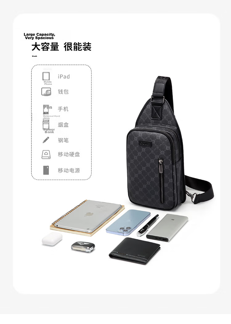 GOLF Men's Large Capacity Chest Bag Printed Crossbody Shoulder Bag Casual Business Small Backpack Phone Bag Trendy Sports Bag 13