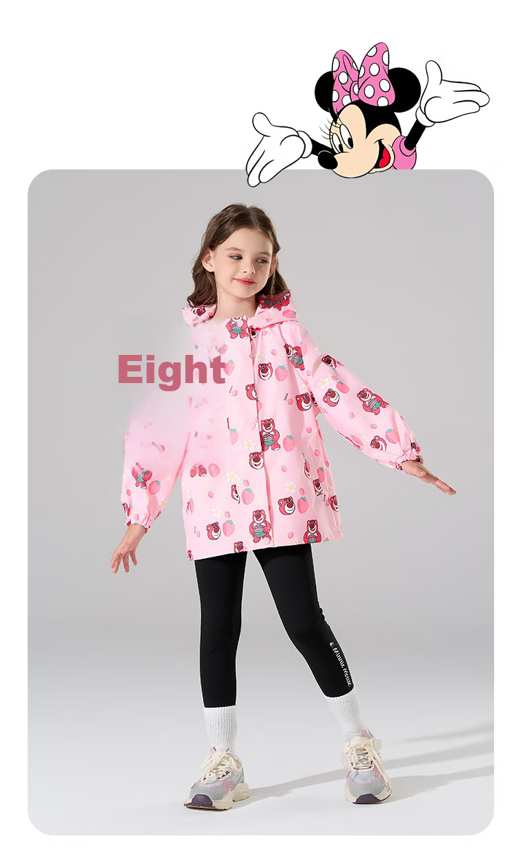 Disney Girls Autumn Jacket 2026 New Kids Hooded Windproof Warm Coat for Boys and Girls 10