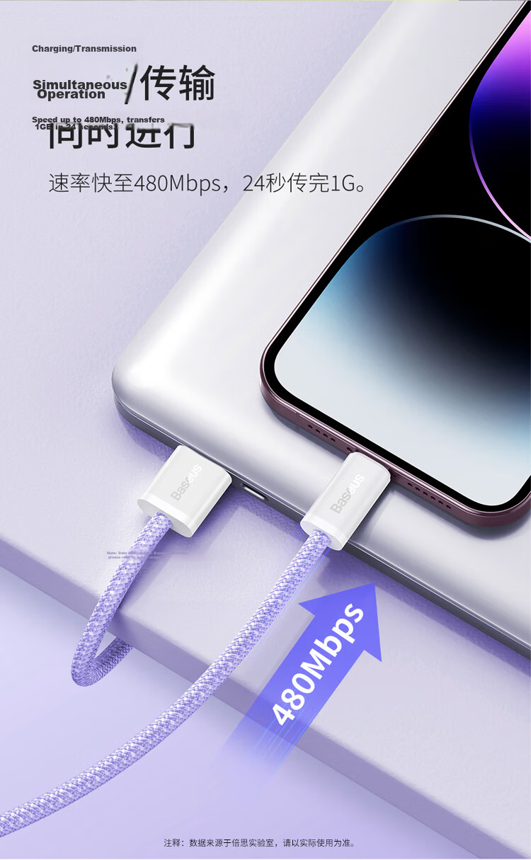 BASEUS Apple Data Cable Fast Charging Cord Compatible with IPhone 14/13/12 Pro Max/XR/Xs/11/8, IPad Pro/Air 2, Car Charger, 2 Meters, Gray And Blue 14