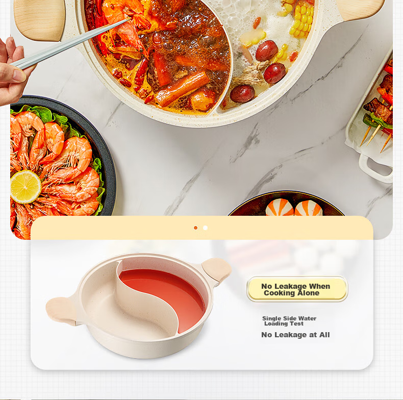 Chuida Huang 30cm Non-Stick Dual Hot Pot Thickened Soup Pot Compatible with Induction Cooker for 4-6 People 5