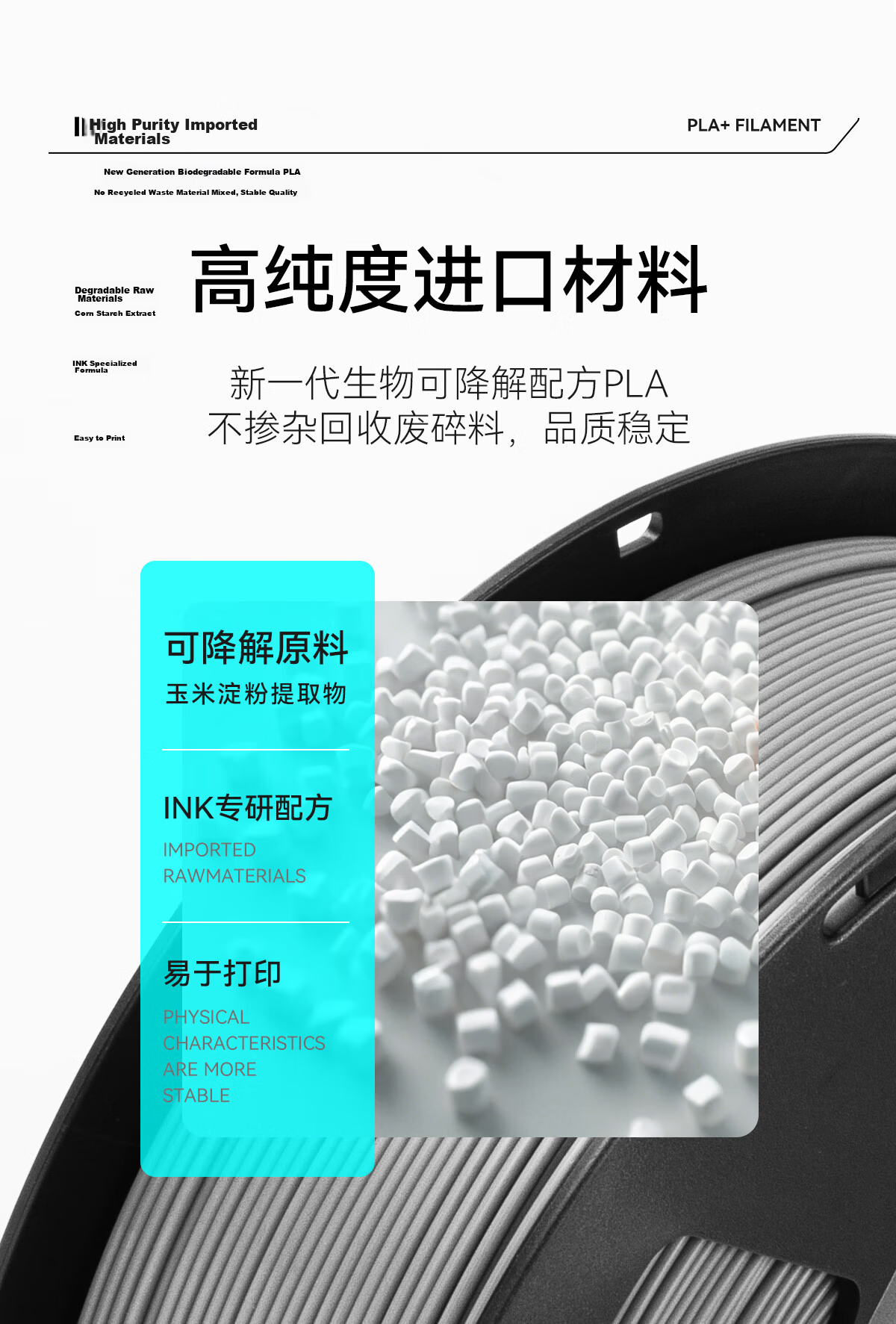 INKCLOUD 3D Printing Filament PLA+ Compatible with Tazuku/Creality/Alc/Longwei Cube/Aurora Erwo 3D Printer White 0.2kg 5