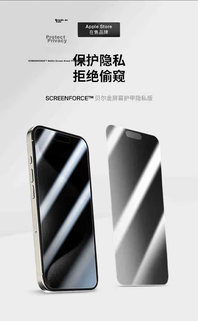 BELKIN Apple iPhone 15 Pro Tempered Glass Screen Protector Privacy Anti-Spy Film Antibacterial Shockproof OVA149 2