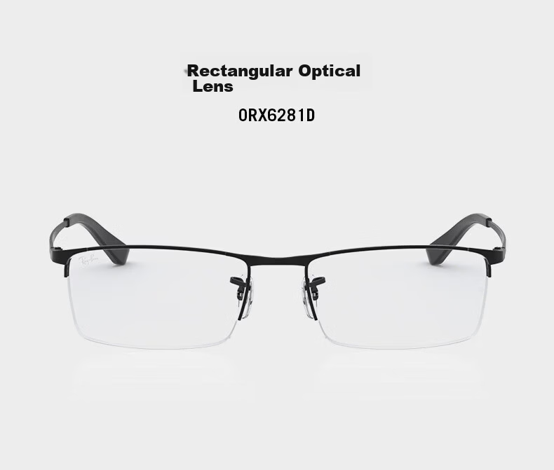 RayBan Optical Frames, Semi-Rimless Glasses for Men And Women, Prescription Eyewear 0RX6281D, Gift 1