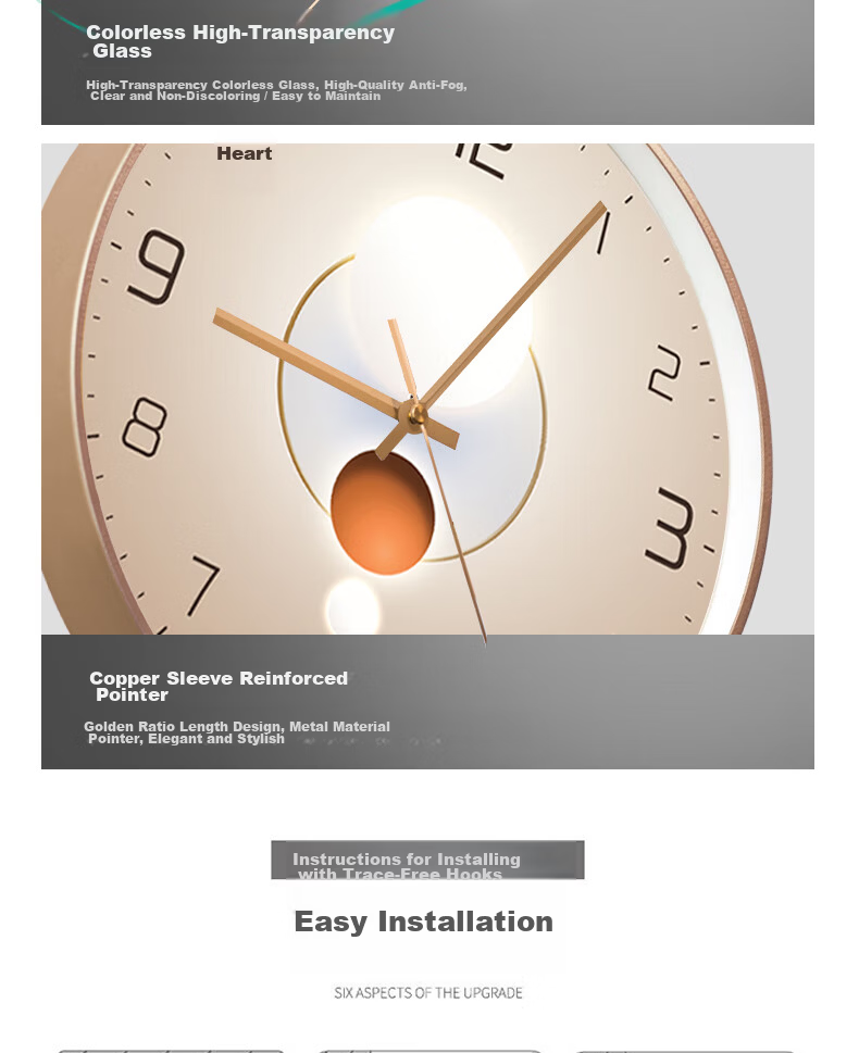 Pengchuang Radio-Controlled Clock with Automatic Time Synchronization, Modern Light And Shadow Art Living Room Wall Clock, Home Quartz Simple Luxury Wall Clock 16