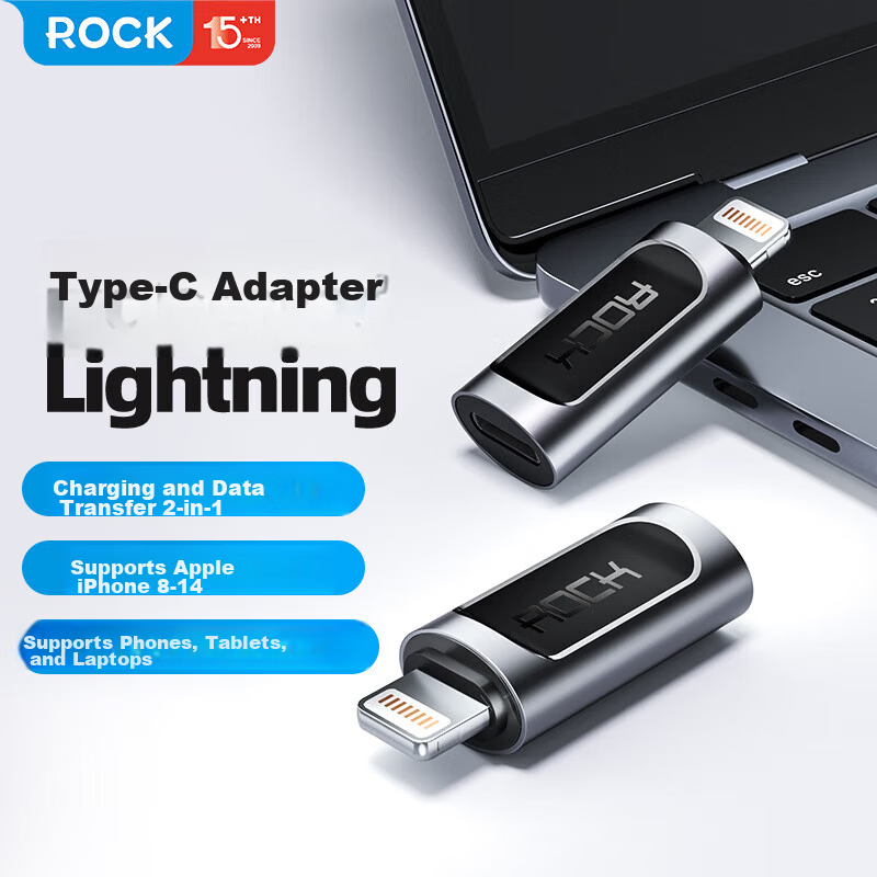 ROCK USB to Type-C Adapter OTG Charging Data Cable USB Drive for Apple iPhone 16/15, iPhone 15/16 Pro Max, Laptop, Huawei, Android Tablet