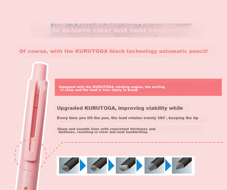 Uni Mitsubishi Black Technology Lead Core Self-Rotating Automatic Pencil Upgraded Version KURU TOGA, Break-Resistant Lead, 0.5mm, Student Writing And Exam Practice Pencil, M5-KS, Black 2
