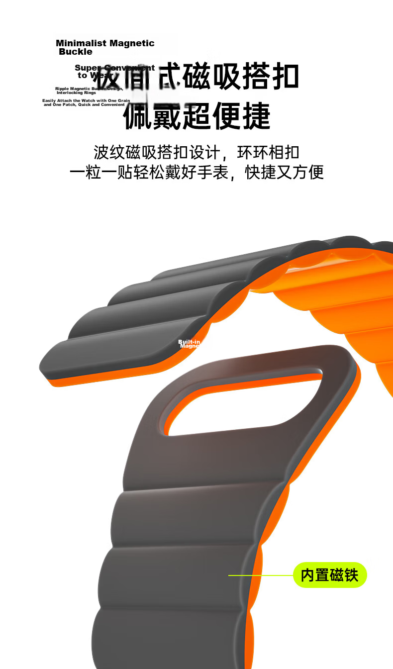 CangHua Compatible with Apple Watch S11 Band, Apple Watch S10/SE3/2/ultra3 Silicone Magnetic Strap, IWatch S9/S8/S7/S6 Dual Color Strap 7