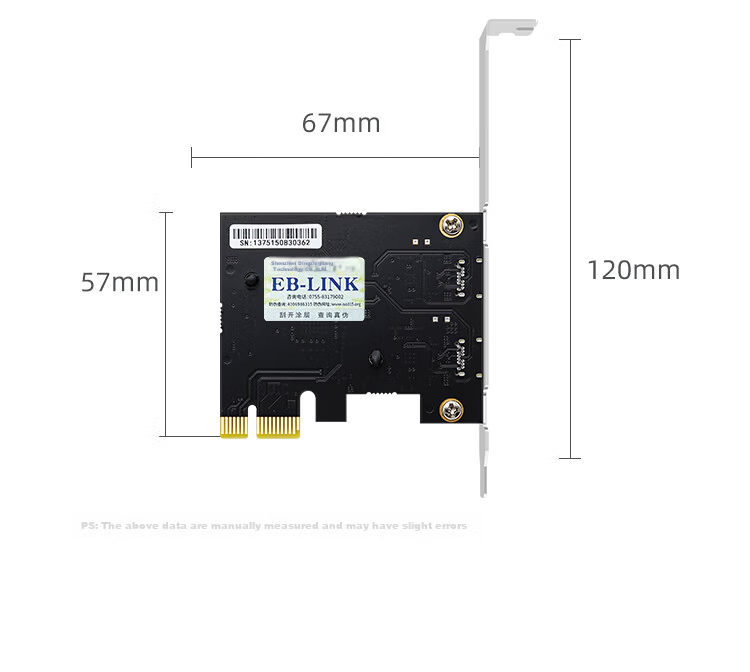 EB-LINK PCIE to Dual Type-C Expansion Card, High-Speed Dual-Port Desktop Computer Internal TypeC Adapter Card, Independent Power-Free, Supports Small Cases 6