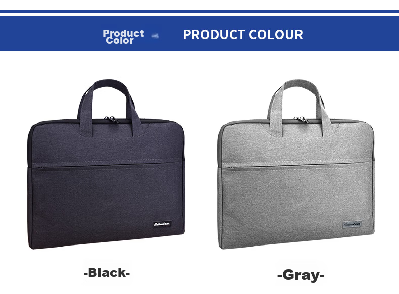 Bailiwen BK8635 Black Thickened 3D Briefcase/Handbag/Business Bag/Document Bag/Zipper Bag/Commuter Handbag/Meeting Bag 3